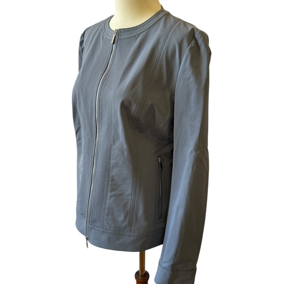 LAFAYETTE 148 NY JACKET FULL ZIP STRETCHY COTTON BLD MOTO ZIP POCKETS CHIC 8 - Picture 4 of 11